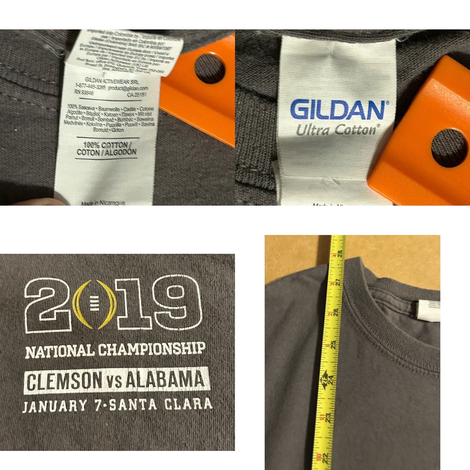 Gildan Clemson Univ Football 2019 National Champs Shirt Men Large Long Sleeve Gray Size US L / EU 52-54 / 3 - 9 Thumbnail