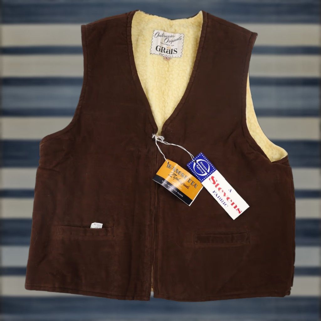 Vintage VINTAGE Grais Suede Vest Sherpa L Brown Mens Large NWT Size US L / EU 52-54 / 3 - 1 Thumbnail