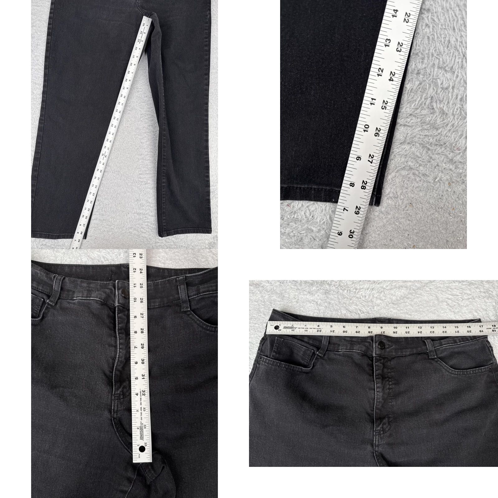Vintage Bandolino Jeans Women 31x30 Black Denim Straight Leg Washed Zip Fly 5 Pocket Size 24" / US 00 / IT 34 - 8 Thumbnail