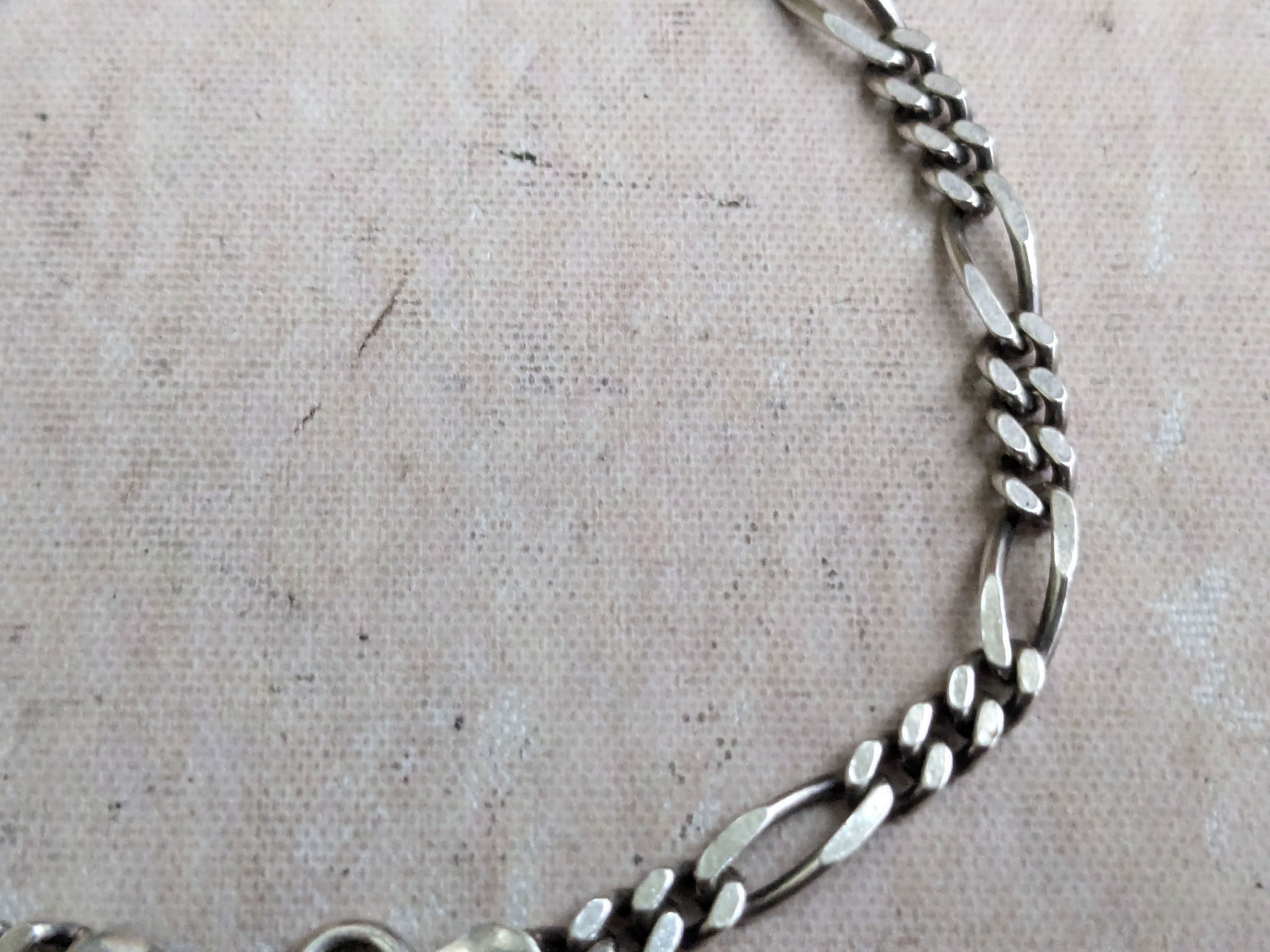 Jewelry Vintage Sterling Silver Figaro Bracelet 8" Italy Size ONE SIZE - 2 Thumbnail