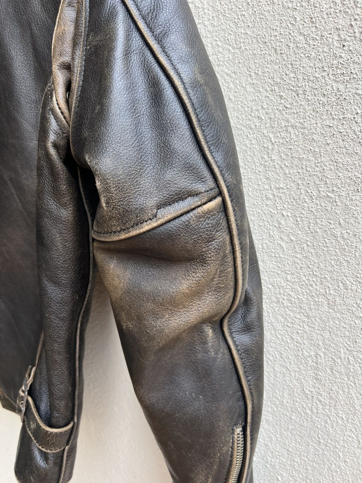Leather Vintage R.B.C Legend Distressed Patina Leather Racer Jacket Size US S / EU 44-46 / 1 - 22 Thumbnail
