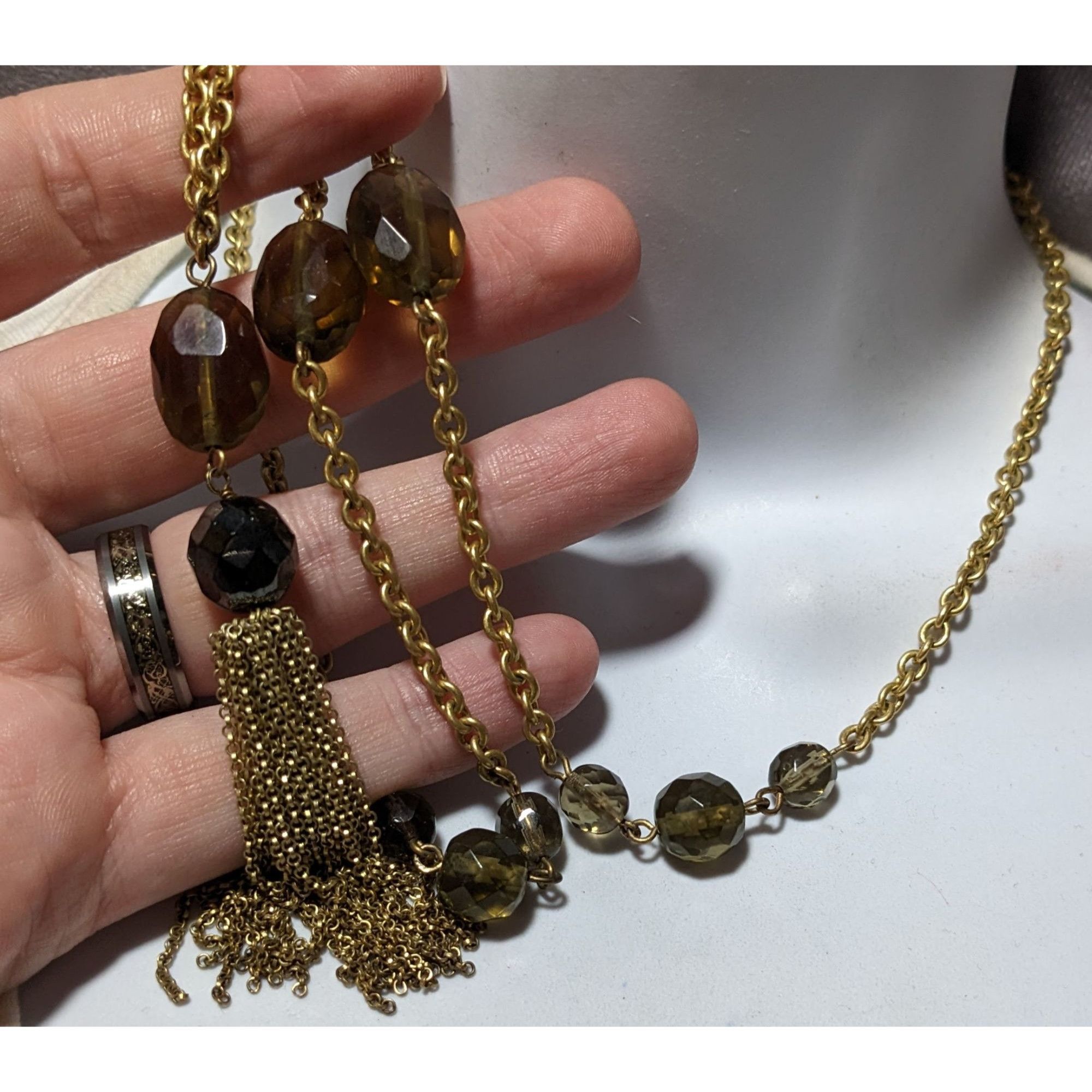 Other Glass Beaded Gold Chain Tassel Necklace Size ONE SIZE - 9 Thumbnail