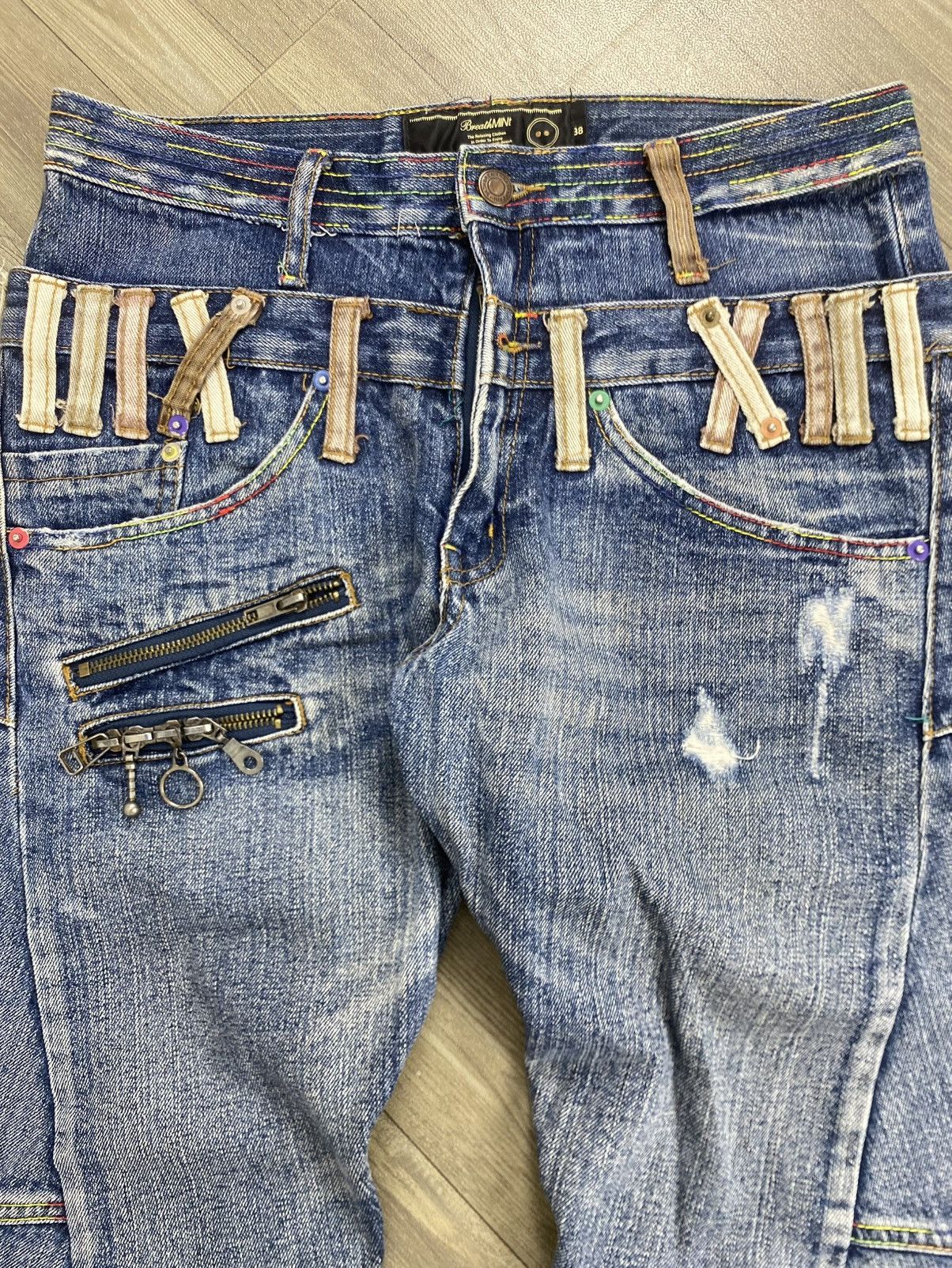 If Six Was Nine 2000s Breathmint Double Waist Multi Zipper Faded Lgb Jeans Size US 30 / EU 46 - 3 Thumbnail