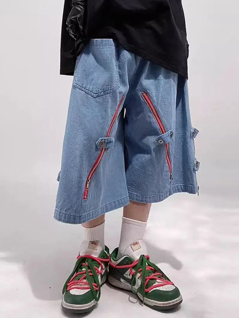 Japanese Brand × Jean Vintage Zip Loose Hip Hop Shorts Size US 31 - 3 Thumbnail
