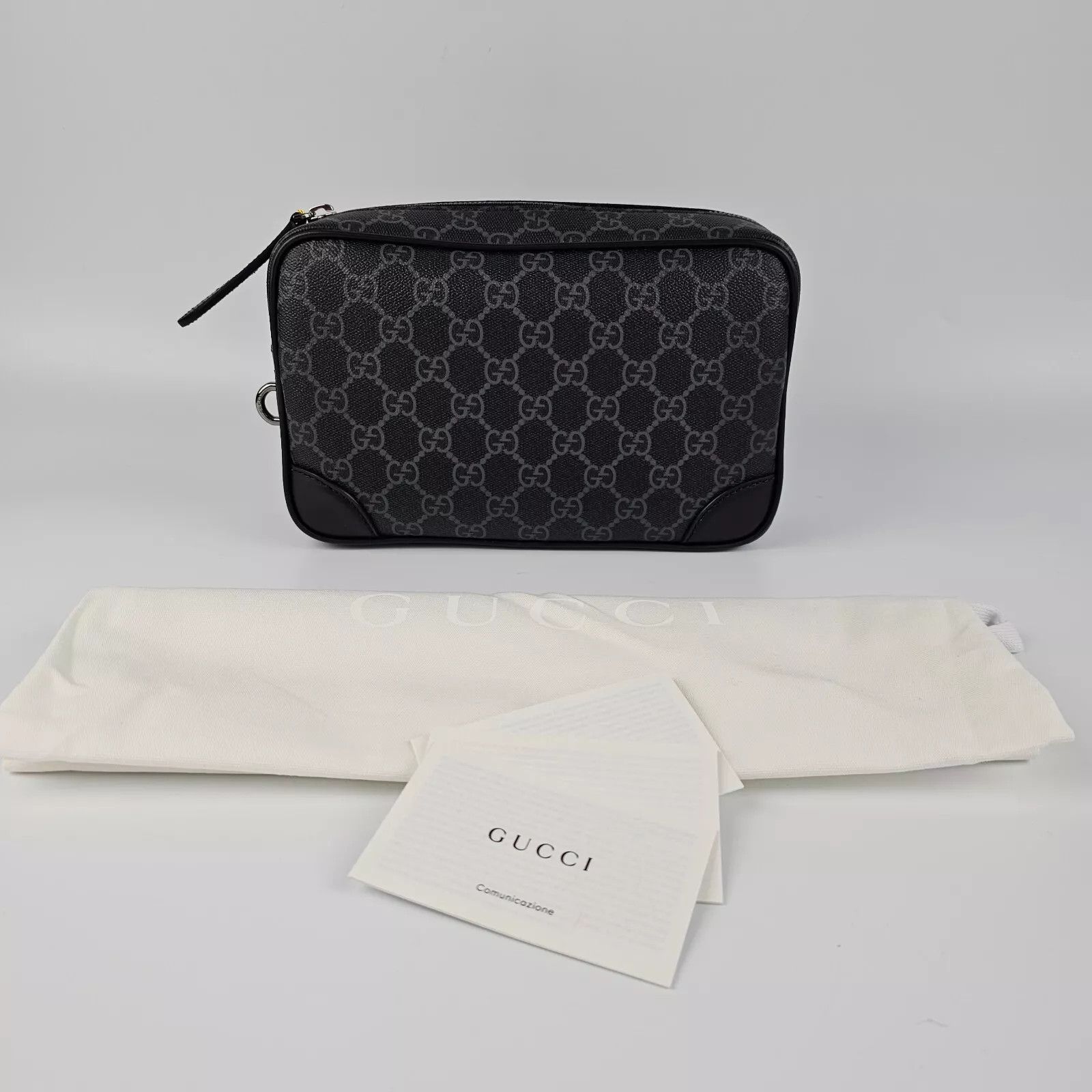 Gucci GUCCI GG Emblem Small Black Fabric Toiletry Case Size ONE SIZE - 3 Thumbnail