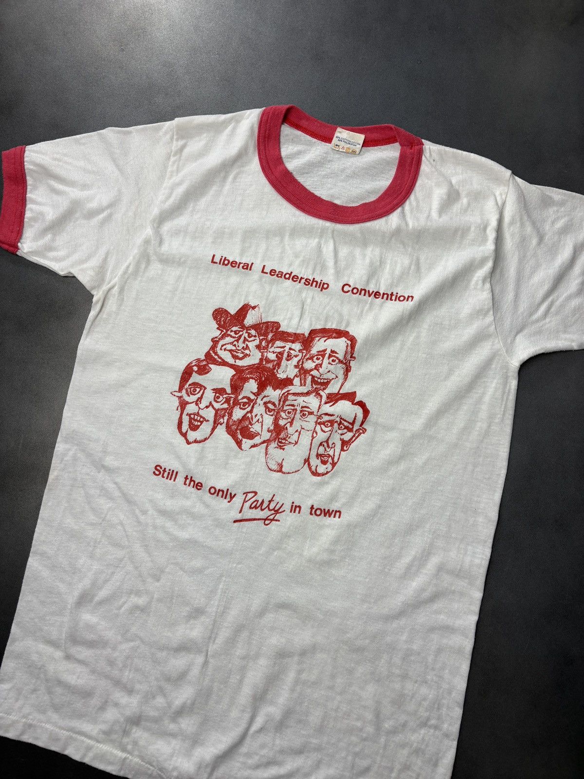 Vintage 1980s Ringer Tee True Vintage Political Liberal Party Tee Size US S / EU 44-46 / 1 - 2 Thumbnail