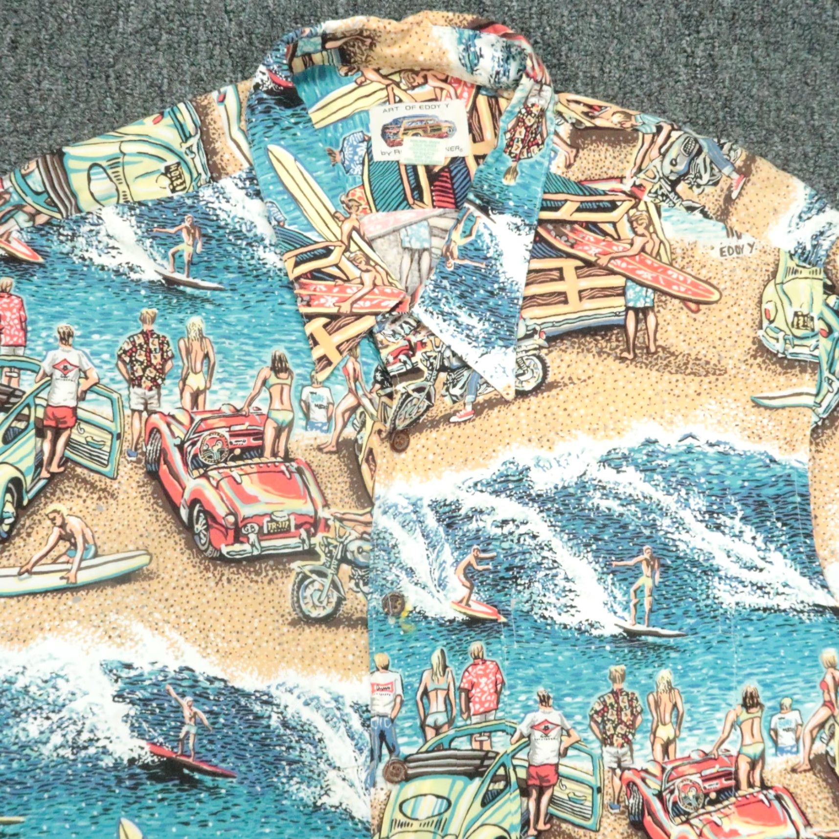 Reyn Spooner VINTAGE Reyn Spooner Shirt Men Extra Large Blue Tan Hawaiian Art Of Eddy Y Rayon Size US XL / EU 56 / 4 - 2 Thumbnail