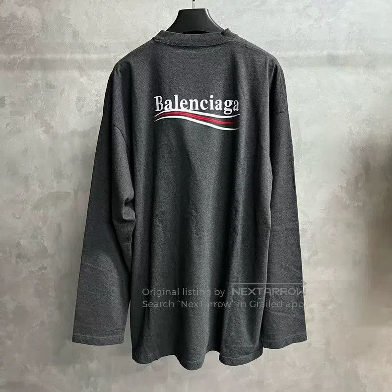 Balenciaga Balenciaga Gray Solid Color Round Neck Long Sleeve T-Shirt Size US L / EU 52-54 / 3 - 4 Thumbnail