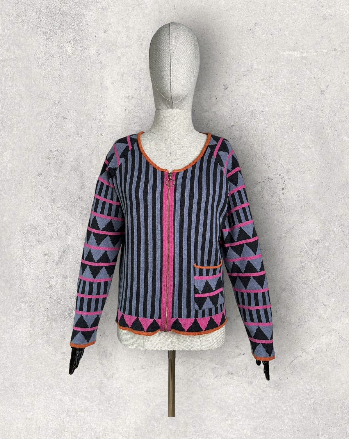Gudrun Sjoden GUDRUN SJODEN Geometric Pattern Full Zip Cardigan Sweater Size M / US 6-8 / IT 42-44 - 1 Thumbnail
