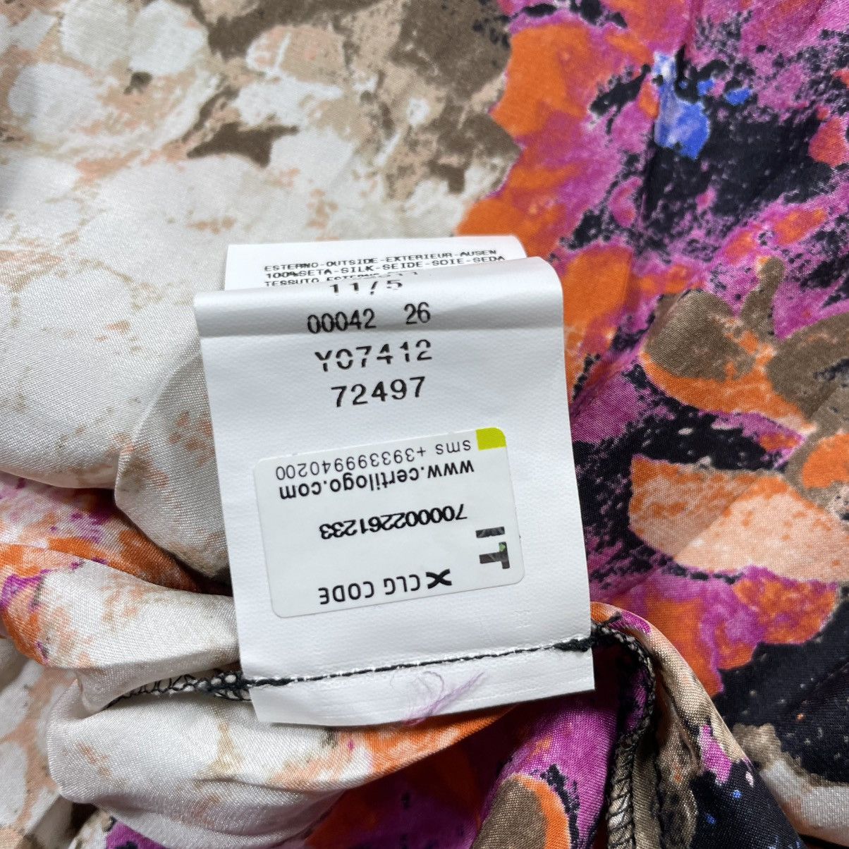 Roberto Cavalli Just Cavalli Multicolor Silk Satin Floral Print Size M / US 6-8 / IT 42-44 - 17 Thumbnail