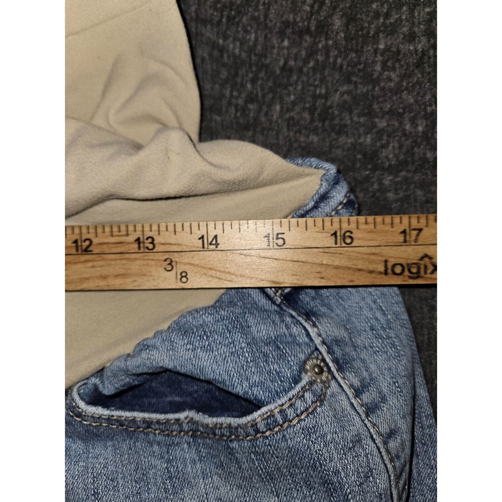 Vintage VINTAGE? No. Motherhood Maternity Jeans Womens L Light Blue Over Belly Bootcut Stretch Denim Shirt? Size 36" / US 14 / IT 50 - 3 Thumbnail