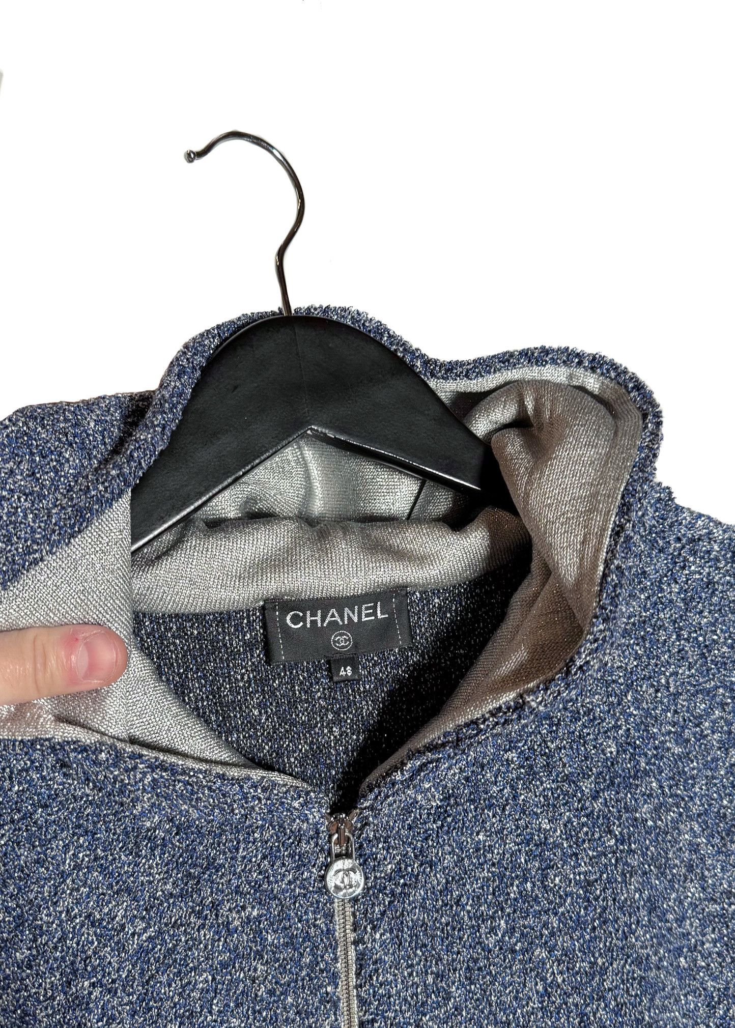 Chanel Chanel 2017 Blue Metallic CC Zip-Up Hoodie Size XL / US 12-14 / IT 48-50 - 3 Thumbnail