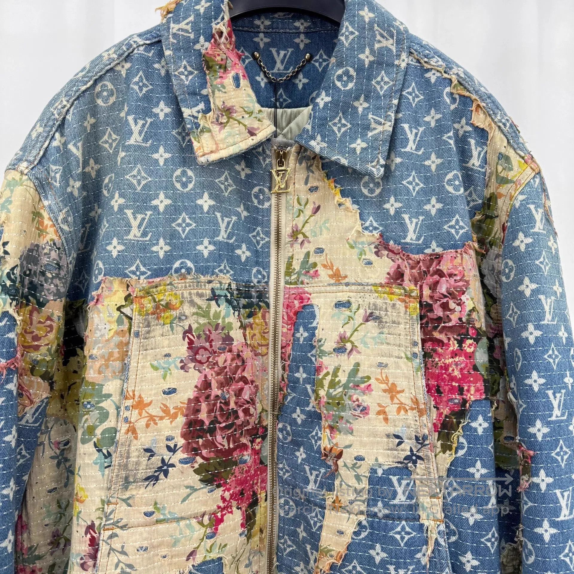 Louis Vuitton Blue Denim Jacket with Floral Patchwork. Size US M / EU 48-50 / 2 - 3 Thumbnail