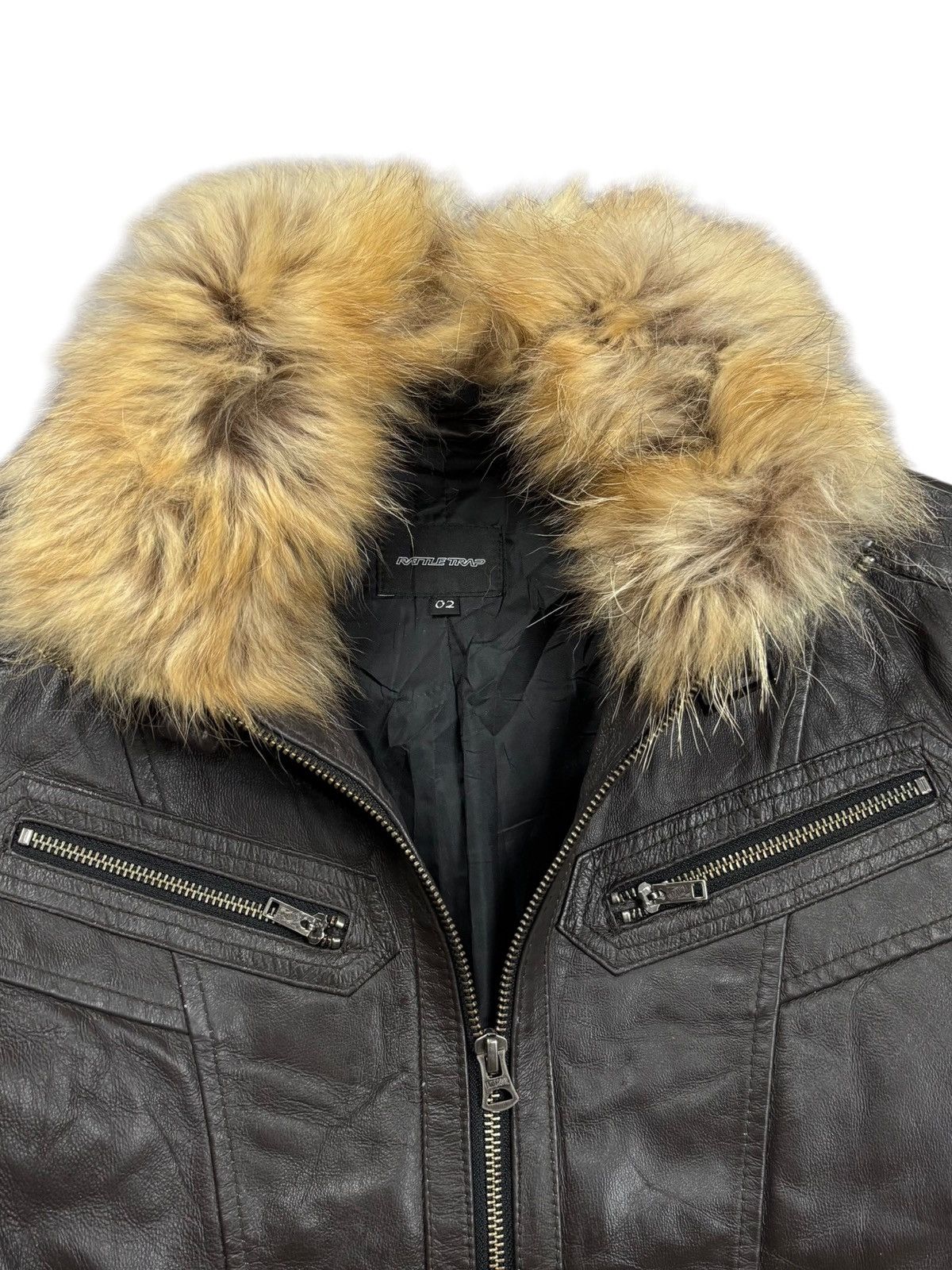 Tornado Mart 2000s Rattle Trap Trim Fur Collar Style Rider Leather Jacket Size US M / EU 48-50 / 2 - 8 Thumbnail