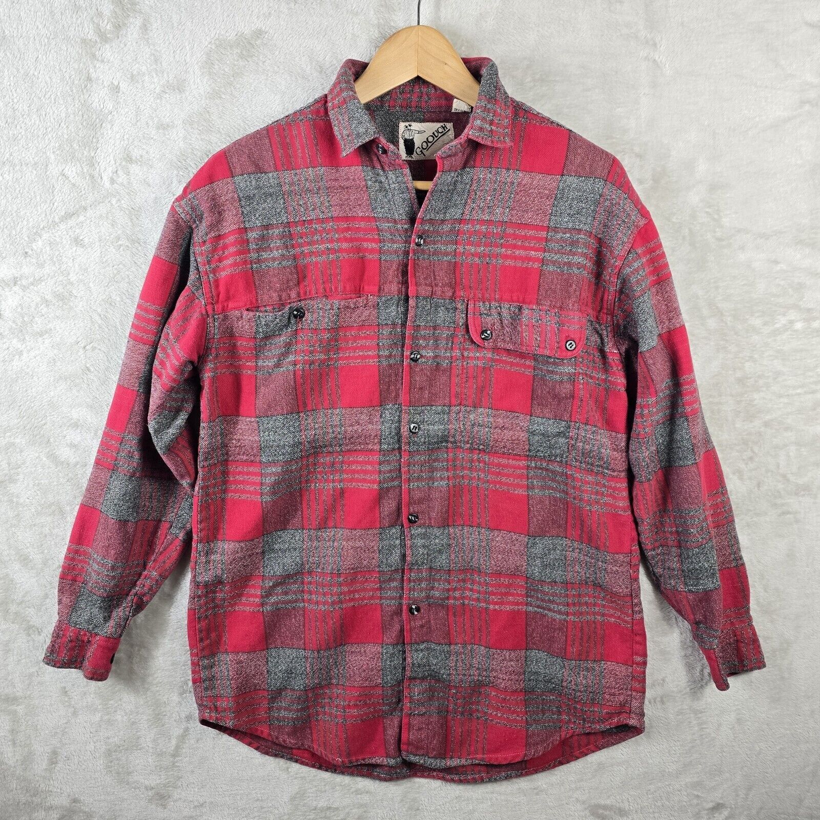Other VINTAGE Goouch Shirt Men Medium Red Flannel Plaid Size US M / EU 48-50 / 2 - 2 Thumbnail