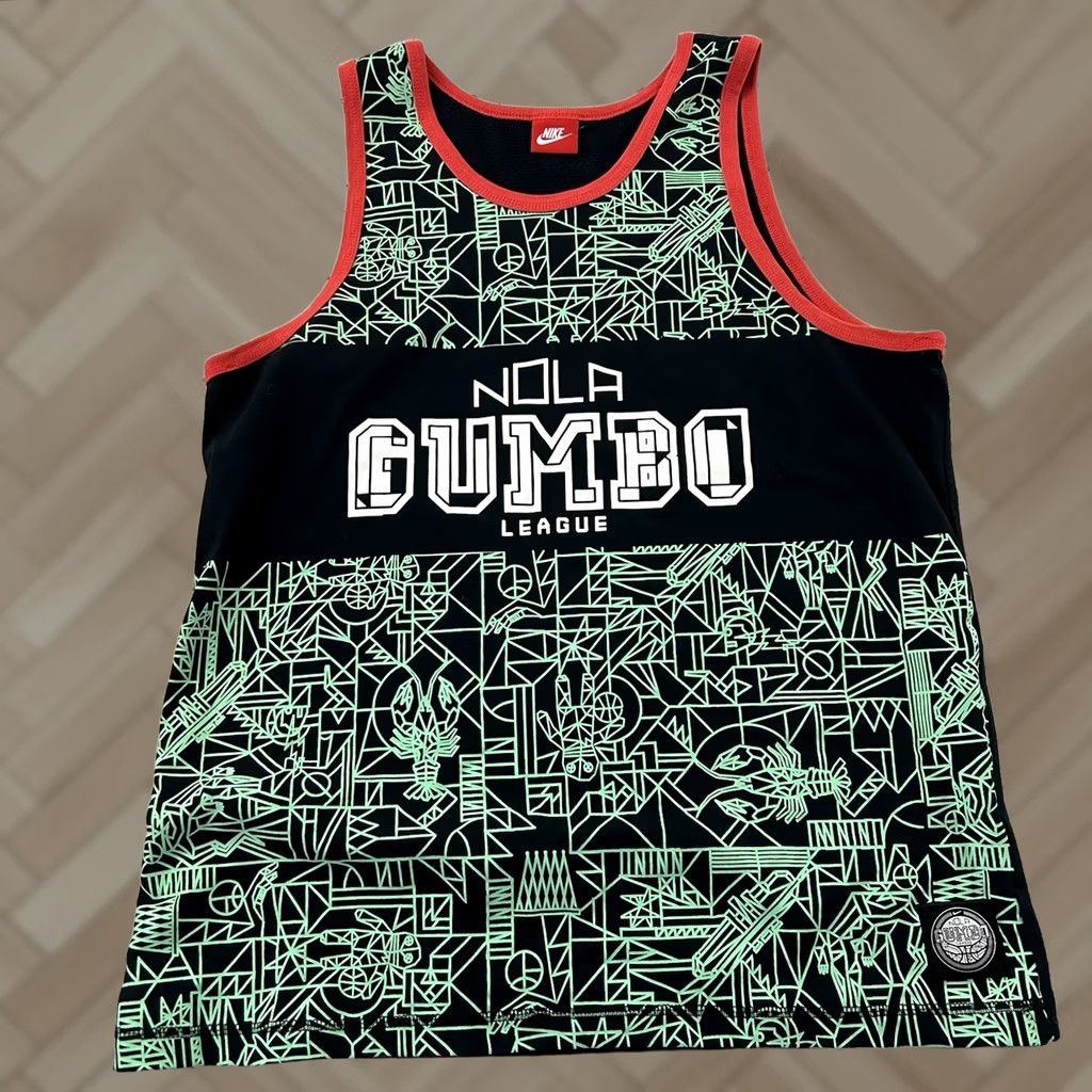 Nike Nike NOLA Gumbo League Sleeveless Tank Shirt Men's L Black Red Multicolor Logo Basketball Nike Air 90s Concert Sportswear Mens Size US L / EU 52-54 / 3 - 1 Thumbnail