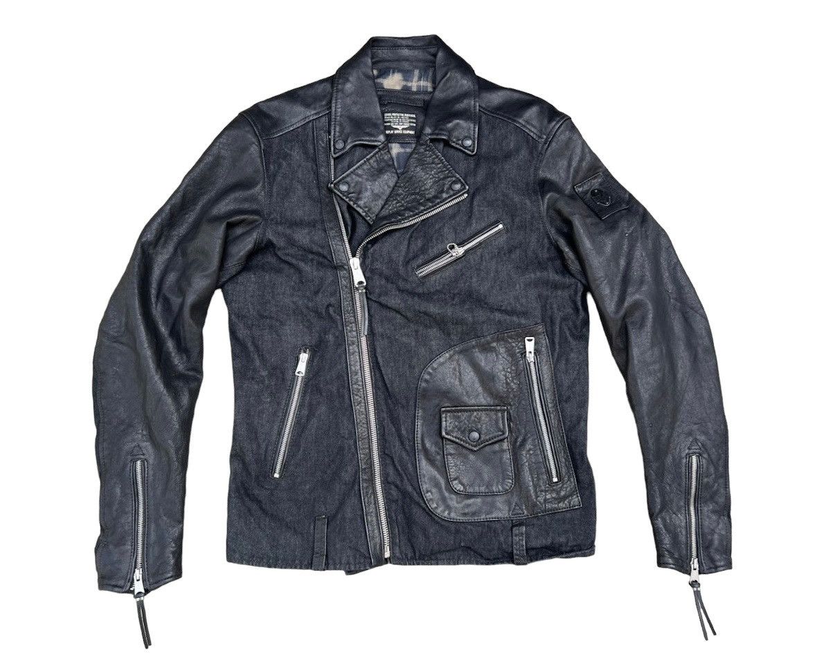 Leather Vintage Replay Double Collar Hybrid Leather Biker Jacket Size US L / EU 52-54 / 3 - 1 Thumbnail