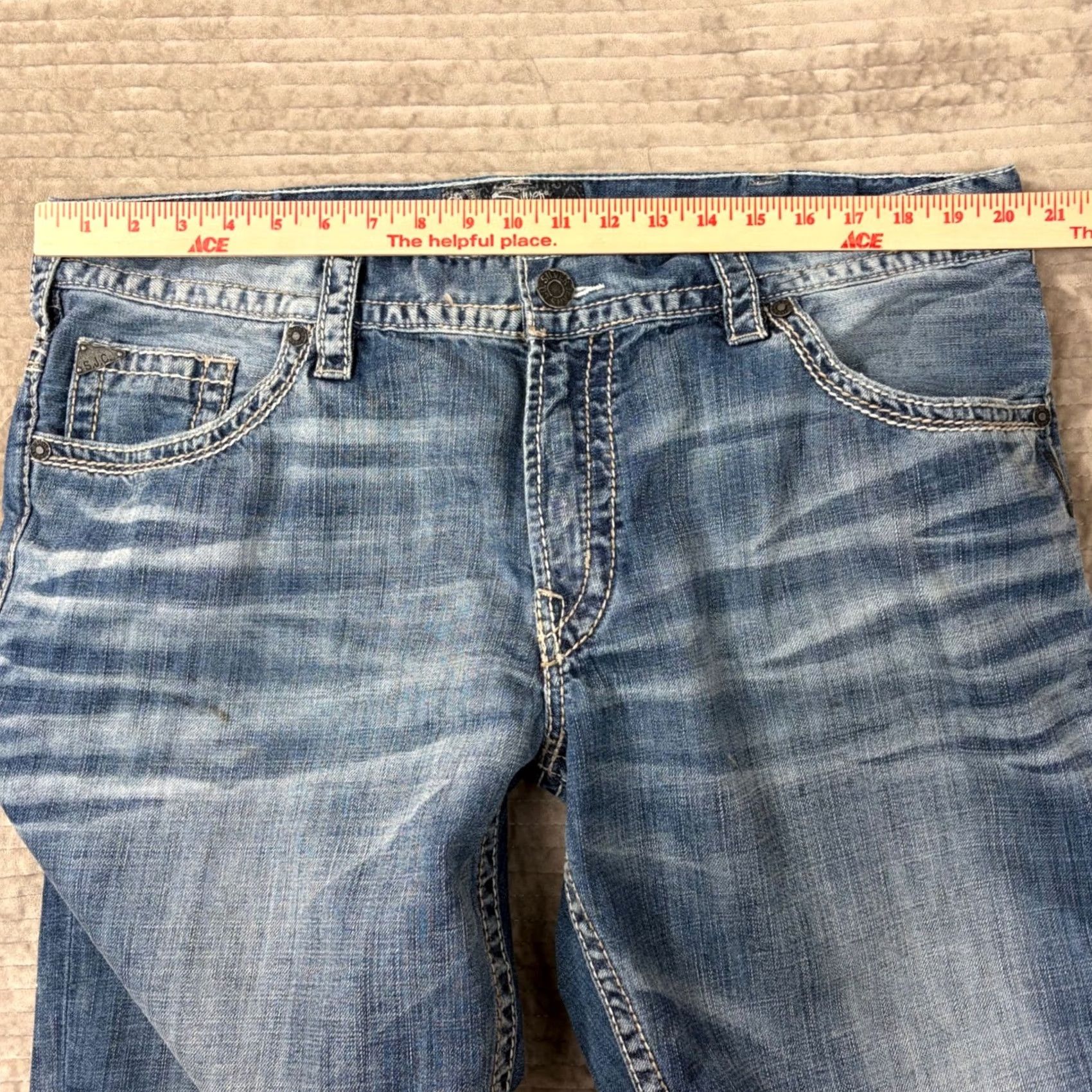 Silver Jeans Co. Silver Jeans Co Gordie Jeans Straight 40x32 Men Blue Denim 5-Pocket Zip Button M83456LD250 Size US 40 / EU 56 - 6 Thumbnail