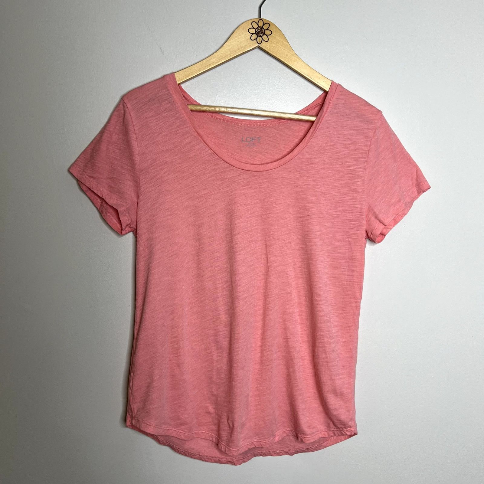 Loft Loft Pink Scoop Neck Short Sleeve Tee Size M / US 6-8 / IT 42-44 - 4 Thumbnail