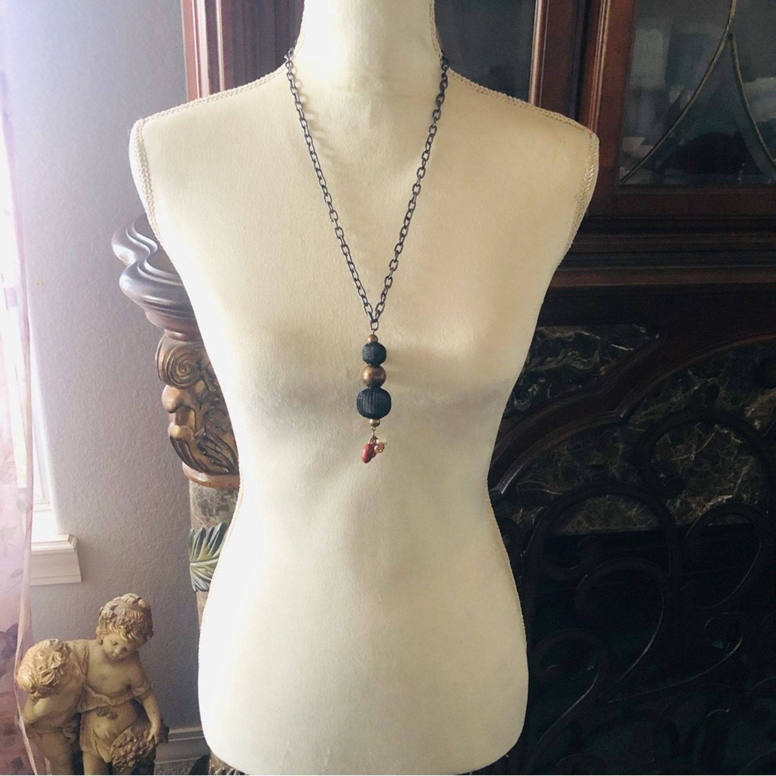 Handmade Handcrafted repurpose black gunmetal chain necklace Size ONE SIZE - 7 Thumbnail