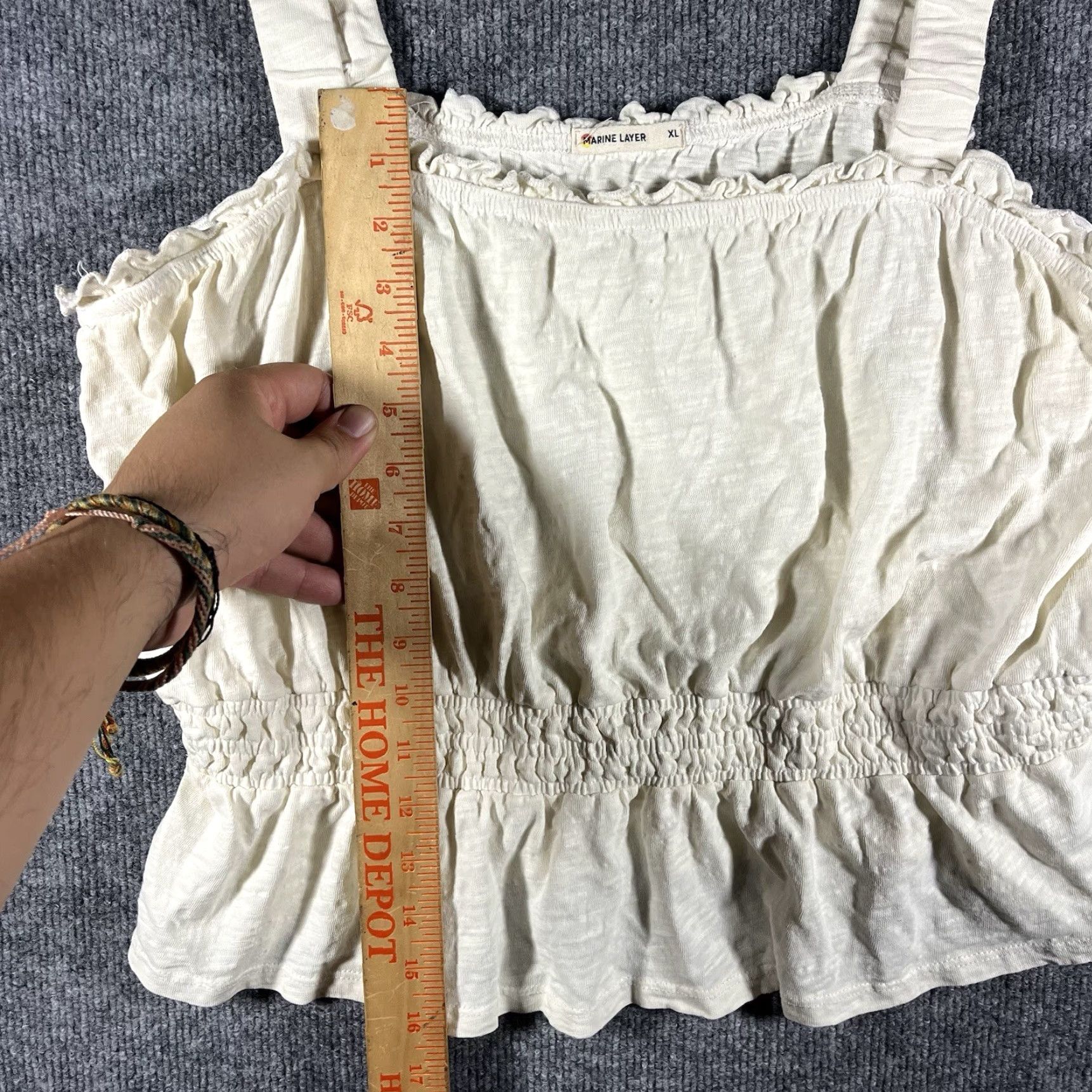 Marine Layer MARINE LAYER Square Neck Smocked Tank Top Women's XL White Basic Size XL / US 12-14 / IT 48-50 - 4 Thumbnail