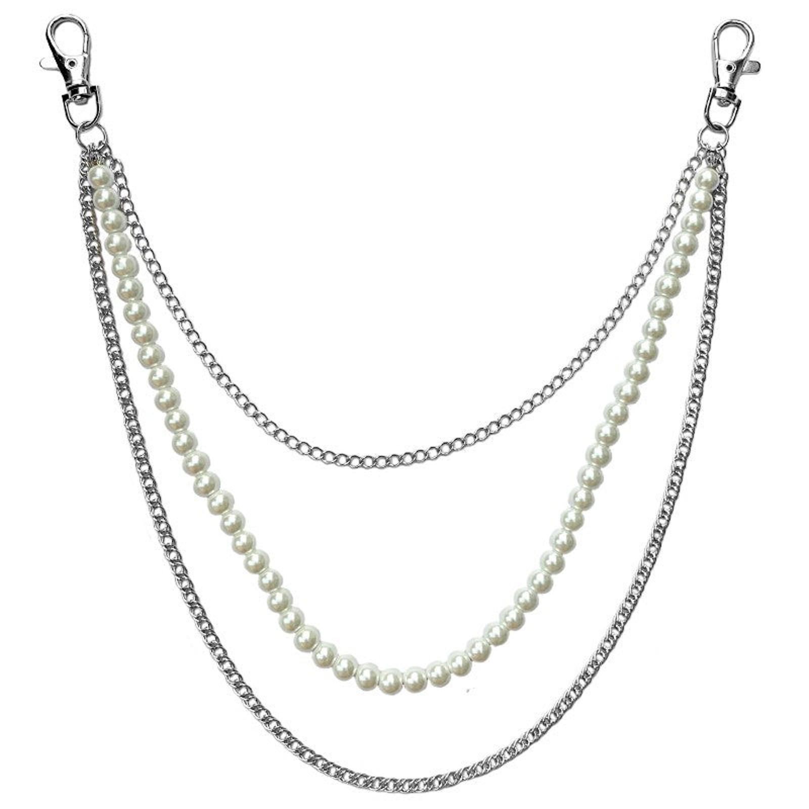 Jewelry Triple Layer Pearl Wallet Chain, Pants Chain Size ONE SIZE - 5 Thumbnail