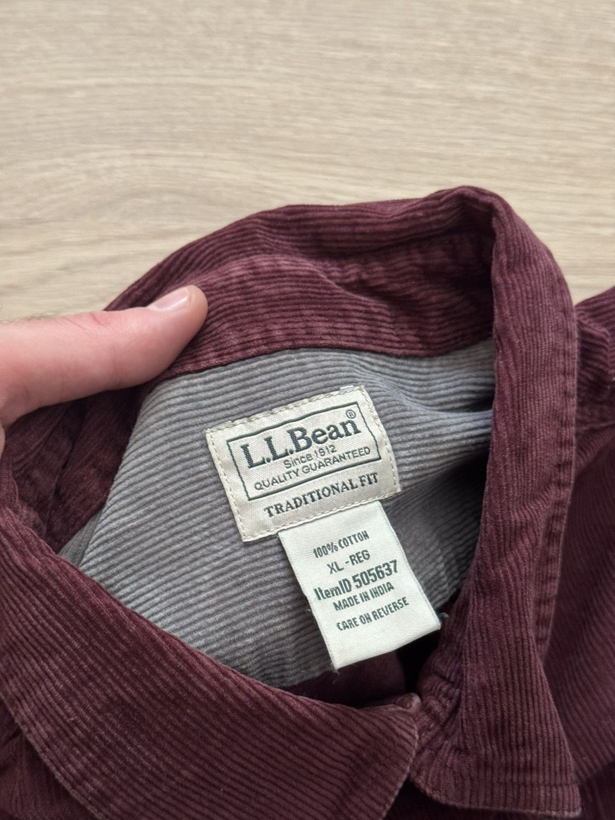 L.L. Bean Vintage 00’s L.L. Bean USA Velvet Corduroy Burgundy Shirt Size US XL / EU 56 / 4 - 4 Thumbnail