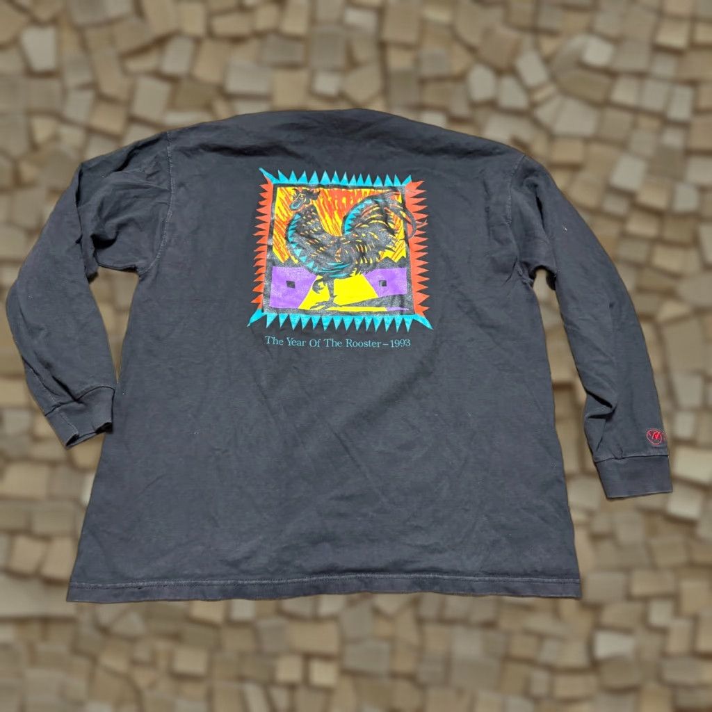 Vintage Santee Hvvwt Shirt Men XL Black Long Sleeve Rooster Mock Neck Shirt Size US XL / EU 56 / 4 - 1 Thumbnail