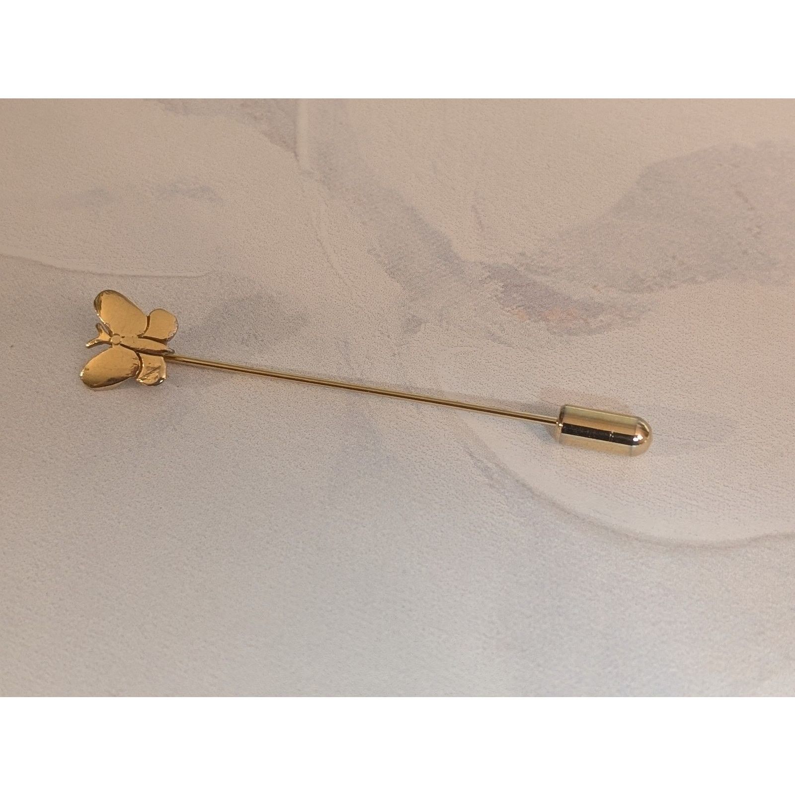 Vintage Adorable VTG 1980s Gold-Tone Butterfly Stick Pin Long Pin Size ONE SIZE - 1 Thumbnail