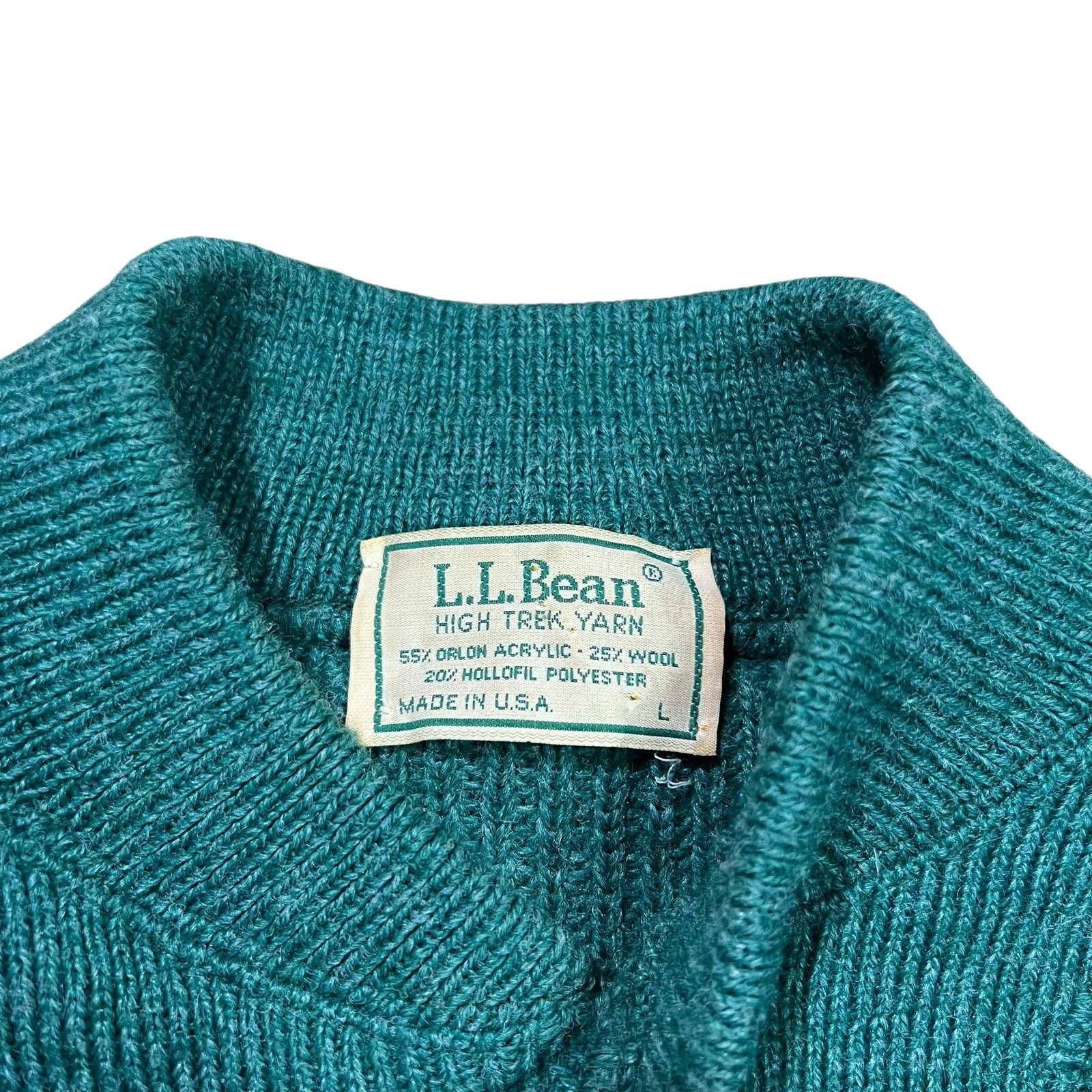 L.L. Bean × Vintage Vintage 80s LL Bean High Trek Yarn green henley knit sweater Size US L / EU 52-54 / 3 - 5 Thumbnail