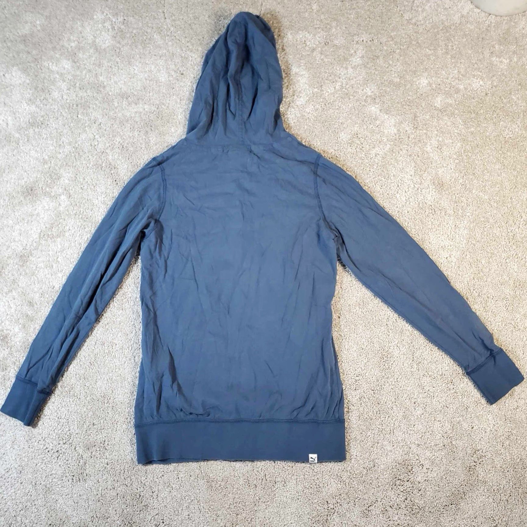 Puma Puma Hoodie Womens M Blue Logo Long Sleeve Button Up Henley Casual Pullover Easy Care Lightweight Pockets Regular Shirt/Outerwear Size M / US 6-8 / IT 42-44 - 3 Thumbnail