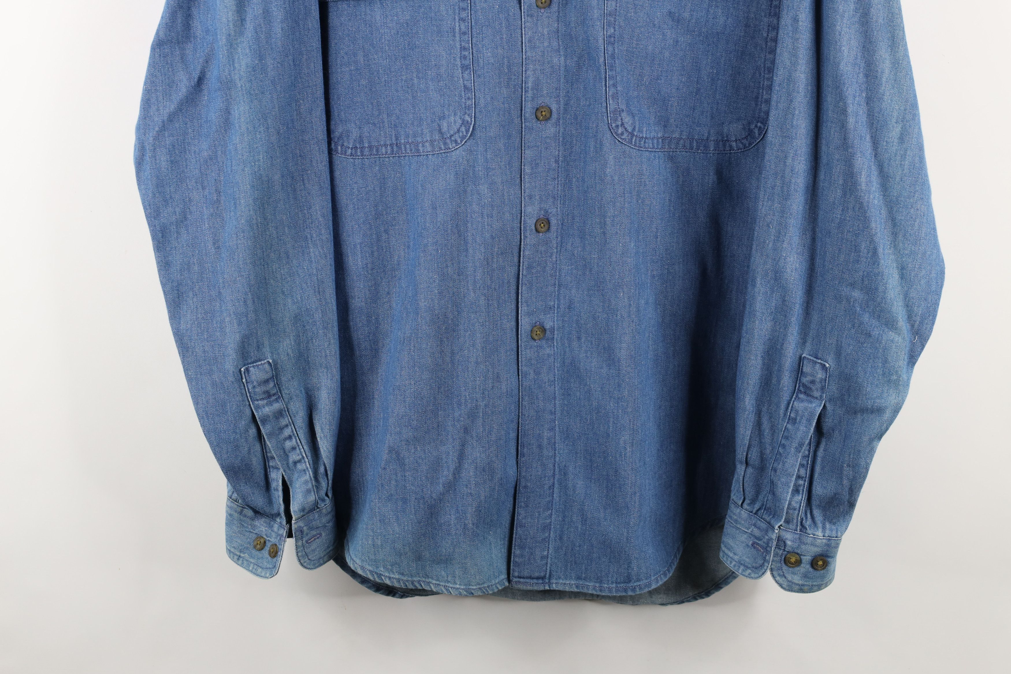 Vintage Vintage 90s Streetwear Fit Denim Jean Button Down Shirt Size US M / EU 48-50 / 2 - 3 Thumbnail