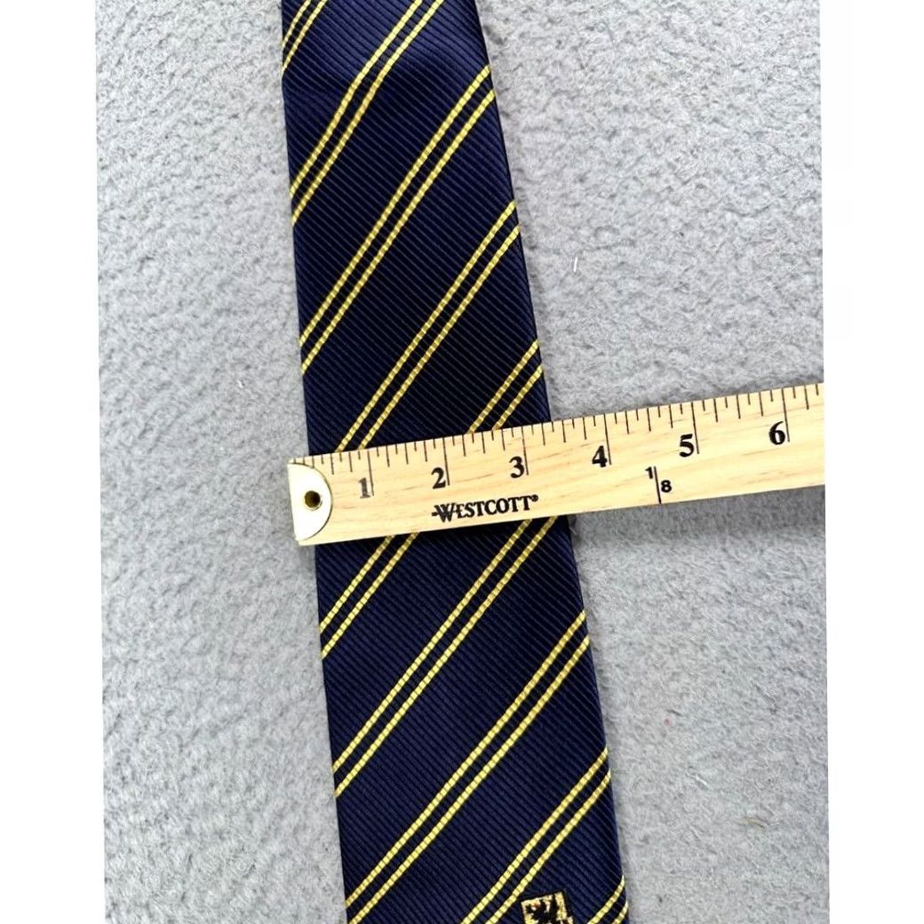 Vintage Vir Necktie Silk Layorazione A Mano Navy/Yellow Striped Adult Tie Mens NEW Size ONE SIZE - 3 Thumbnail