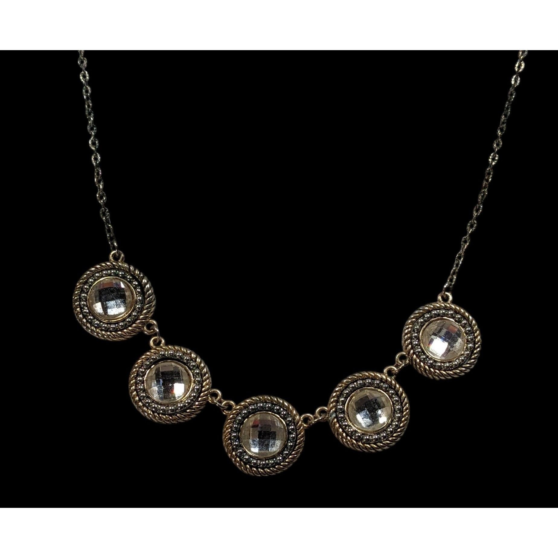 Other Elegant Glam Gold Tone Faceted Glass Gemmed Necklace Size ONE SIZE - 2 Thumbnail