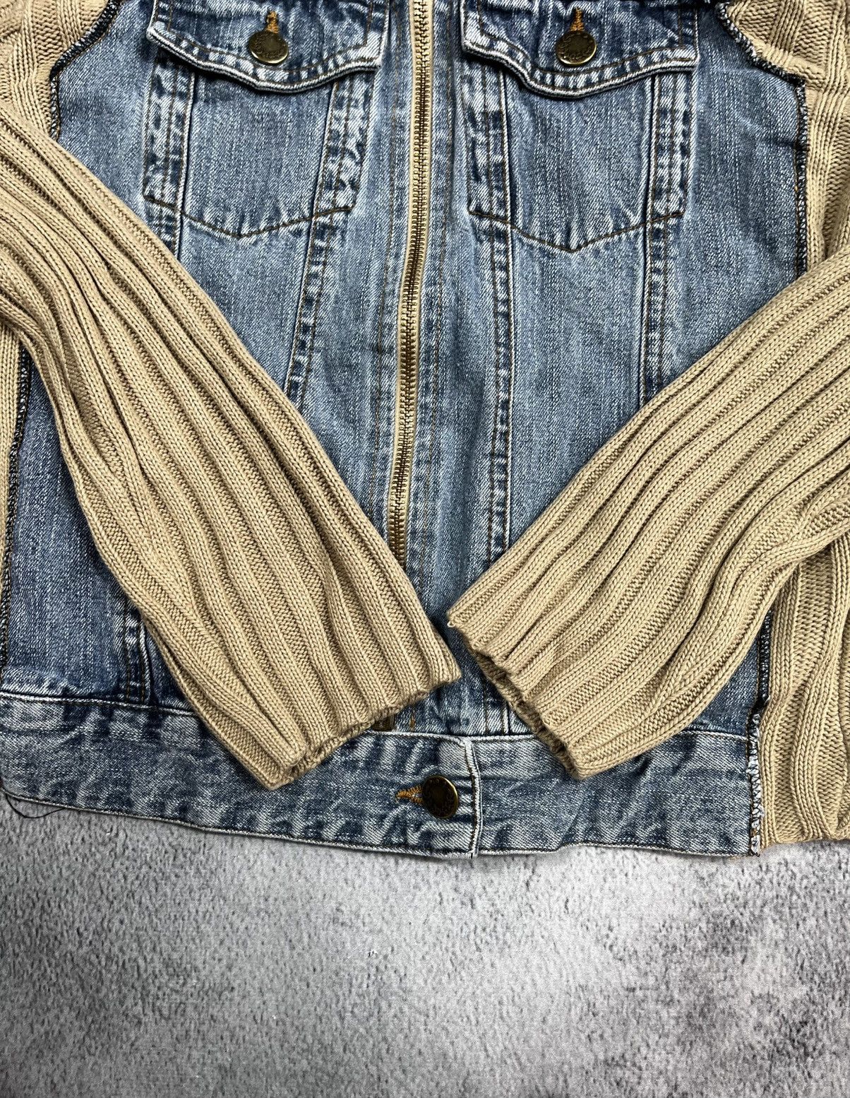 Vintage Vintage Y2K Faded denim knitted zip jacket Japanese M Size M / US 6-8 / IT 42-44 - 4 Thumbnail