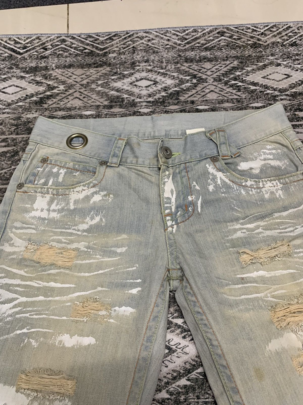 If Six Was Nine 🔥FLARE PANT🔥JAPANESE BRAND DISTRESSED&SPLASH PAINT DENIM Size US 32 / EU 48 - 7 Thumbnail