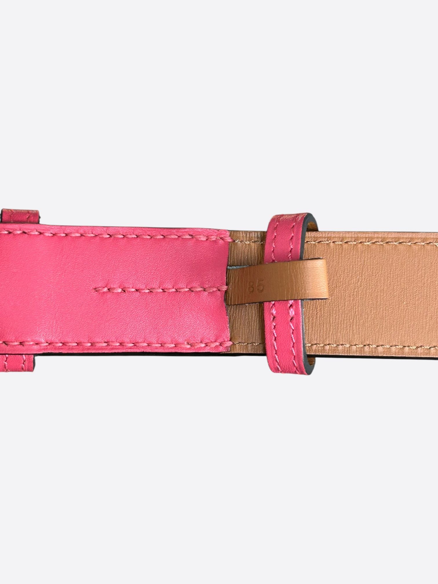 Hermes Hermes Pink Swift & Palladium Etriviere Belt Size 30 - 3 Thumbnail
