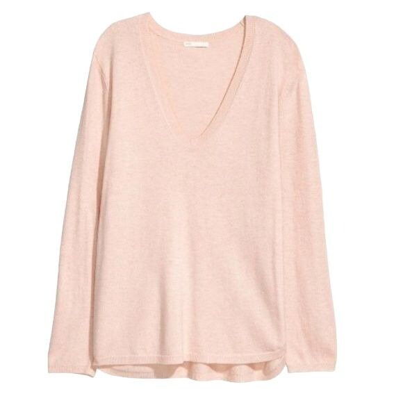 H&M H&M Womens V-Neck Long Sleeve Light Pink Sweater Size XS / US 0-2 / IT 36-38 - 1 Thumbnail