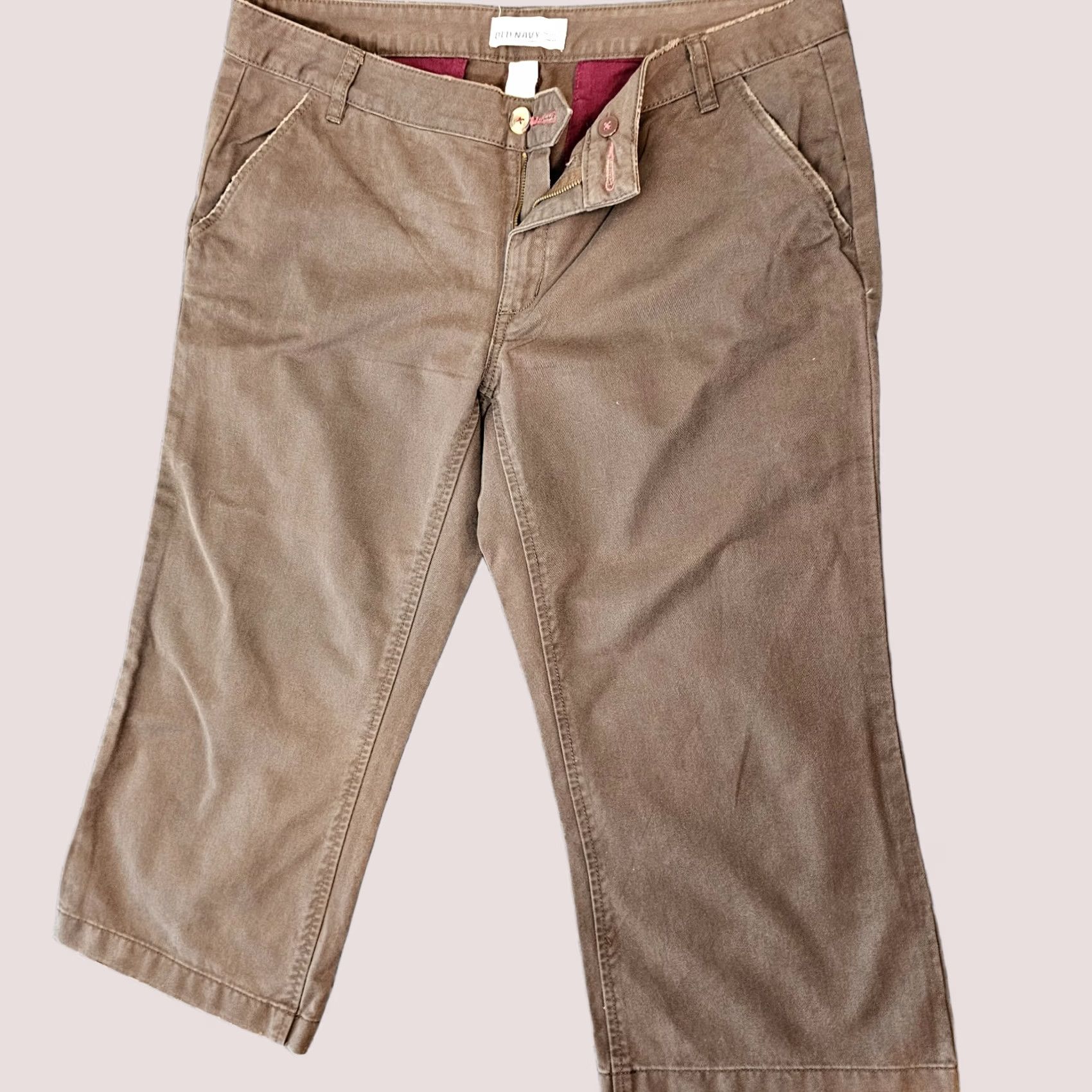 Old Navy Old Navy Womens Brown Low Waist Stretch Straight Chino Casual Crop Pants Size 12 Size 34" / US 12 / IT 48 - 1 Thumbnail