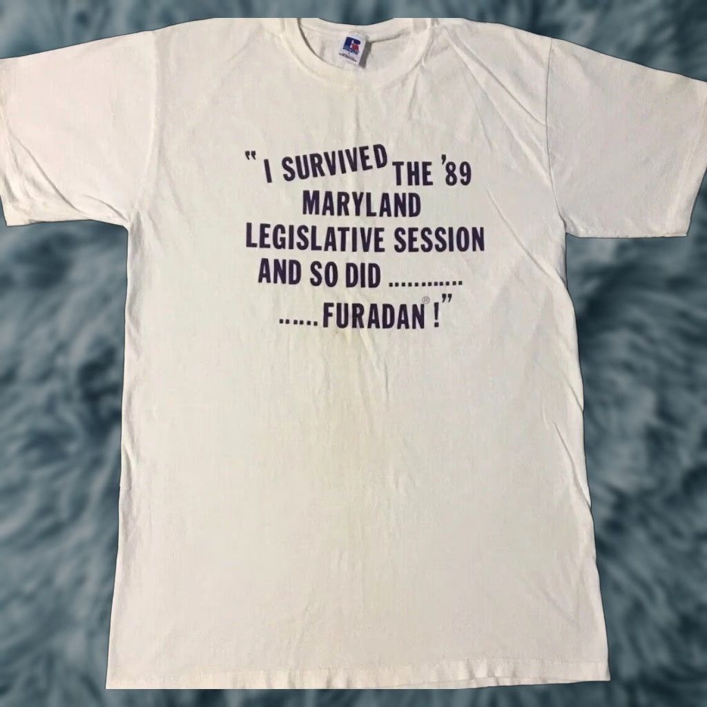 Vintage VINTAGE 80s Furadan Pesticide Maryland Legislation Shirt L Politics Funny Joke White Crew Neck Short Sleeve Size US L / EU 52-54 / 3 - 1 Thumbnail