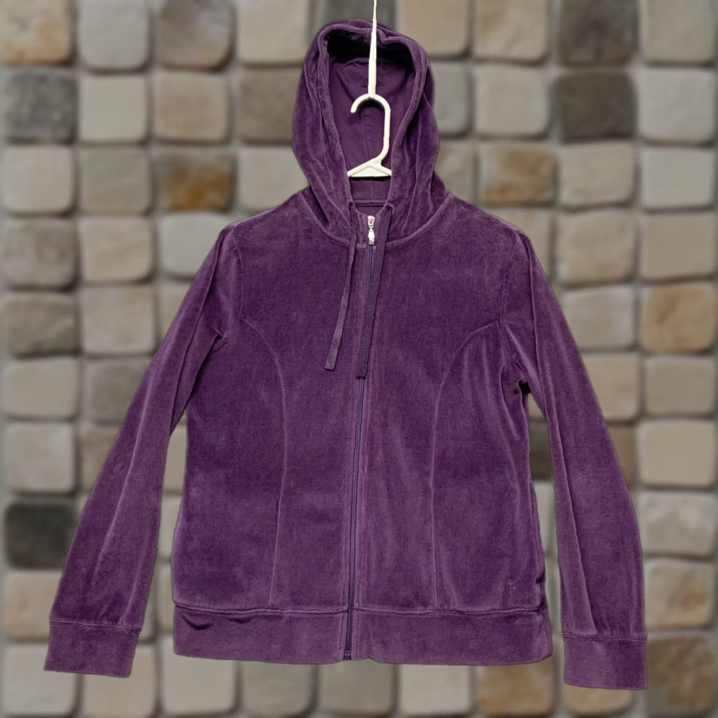 Vintage Danskin Now Women’s Jacket Full Zip Hooded Purple 2-Pockets Size Large-Adult Regular Fleece Polyester Size S / US 4 / IT 40 - 1 Thumbnail