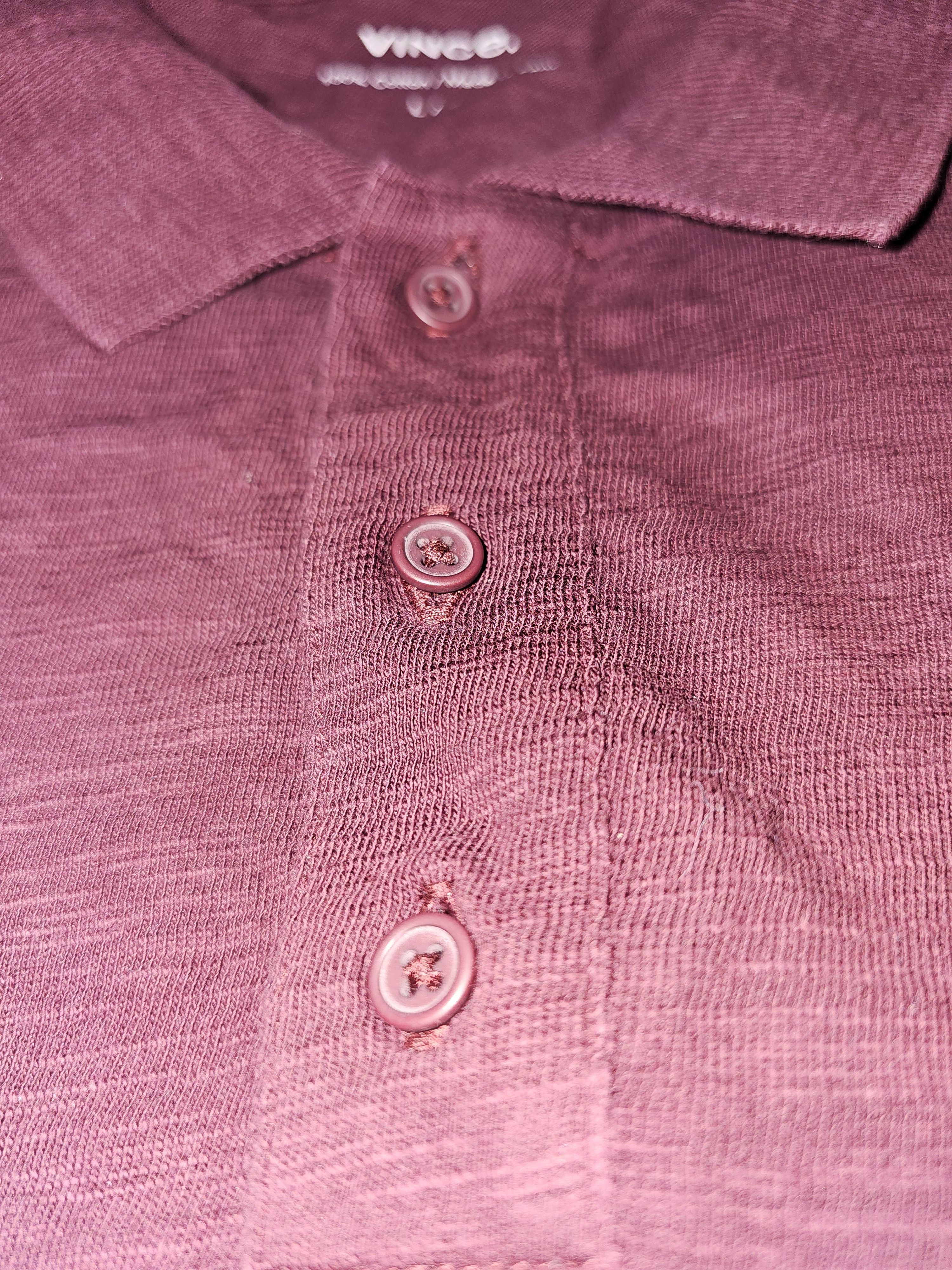 Vince Vince Burgundy Slub Cotton Polo (MSRP $115) Size US L / EU 52-54 / 3 - 3 Thumbnail