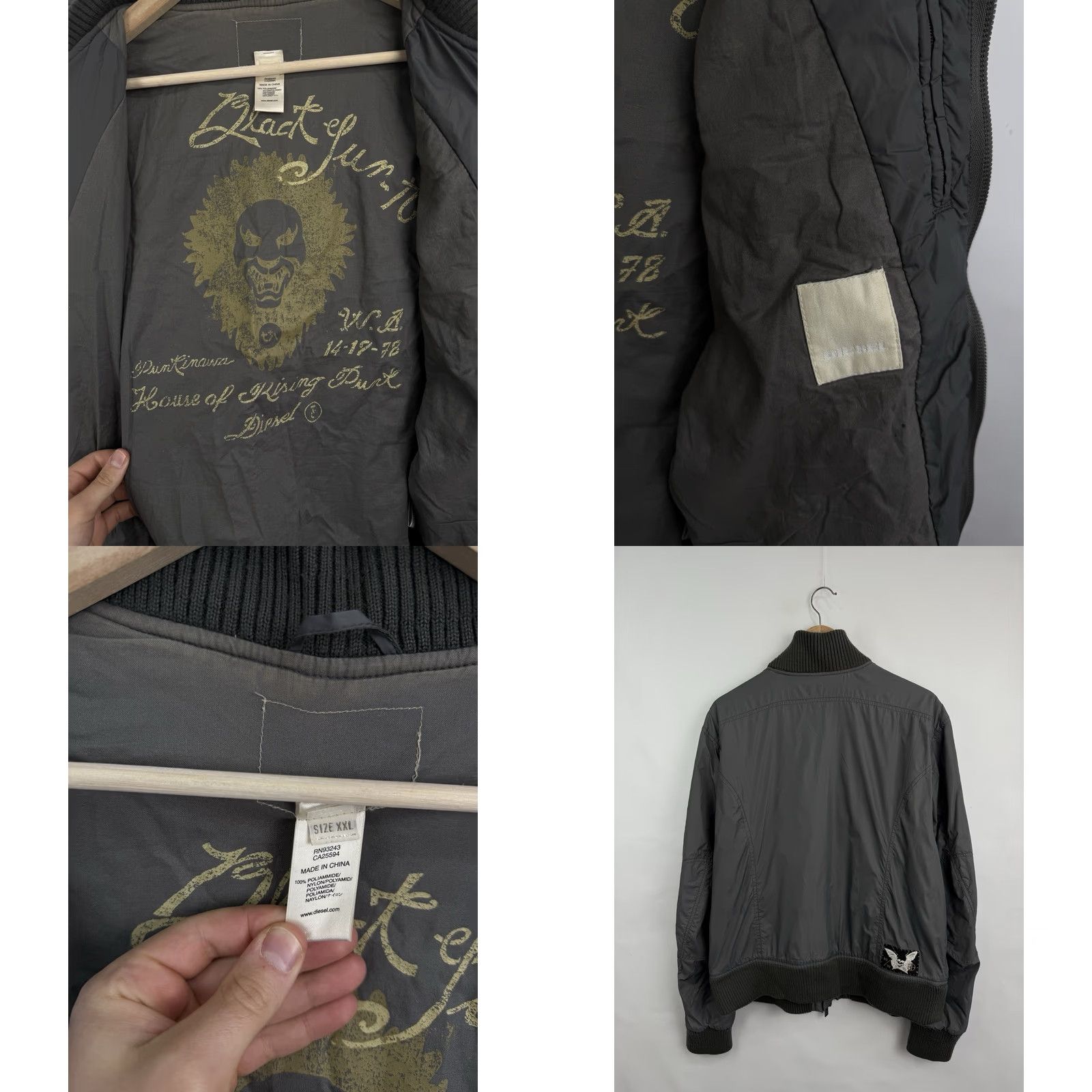 Diesel Diesel Japan Style Bomber Jacket Mens XL Gray Nylon Size US XL / EU 56 / 4 - 8 Thumbnail