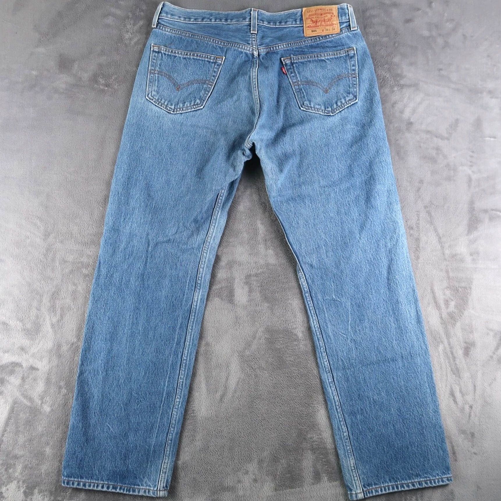 Levi's VINTAGE Levi's 501 Jeans Straight Denim Blue Men 38x34 34x30 Belt Loops 5-Pocket Distressed Button Closure Regular Waist 90s USA Size US 38 / EU 54 - 2 Thumbnail