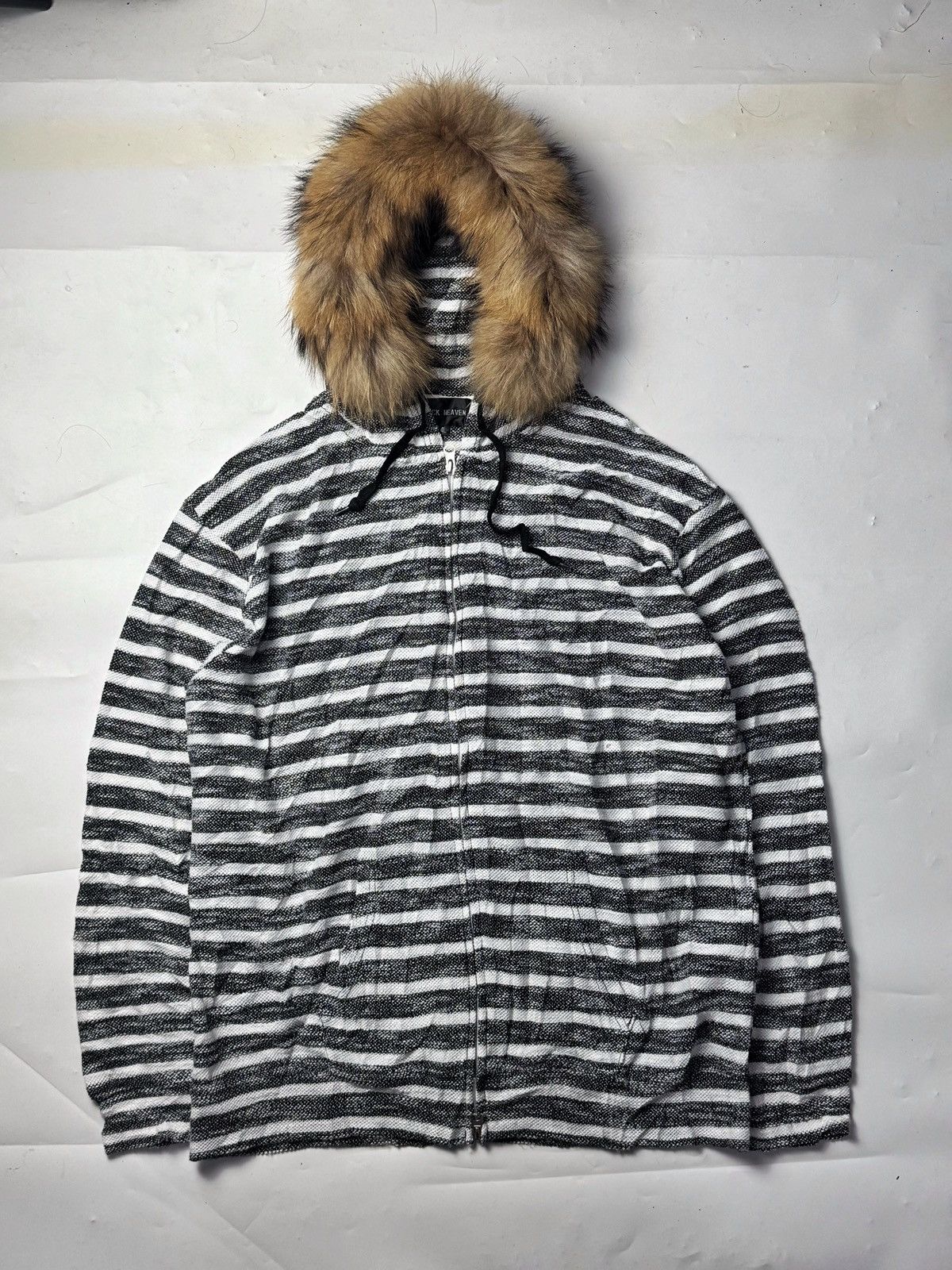 Hysteric Glamour × Japanese Brand × Le Grande Bleu (L.G.B.) Fur Hoodie Striped Japanese Lock Heaven Styled Size US L / EU 52-54 / 3 - 1 Thumbnail