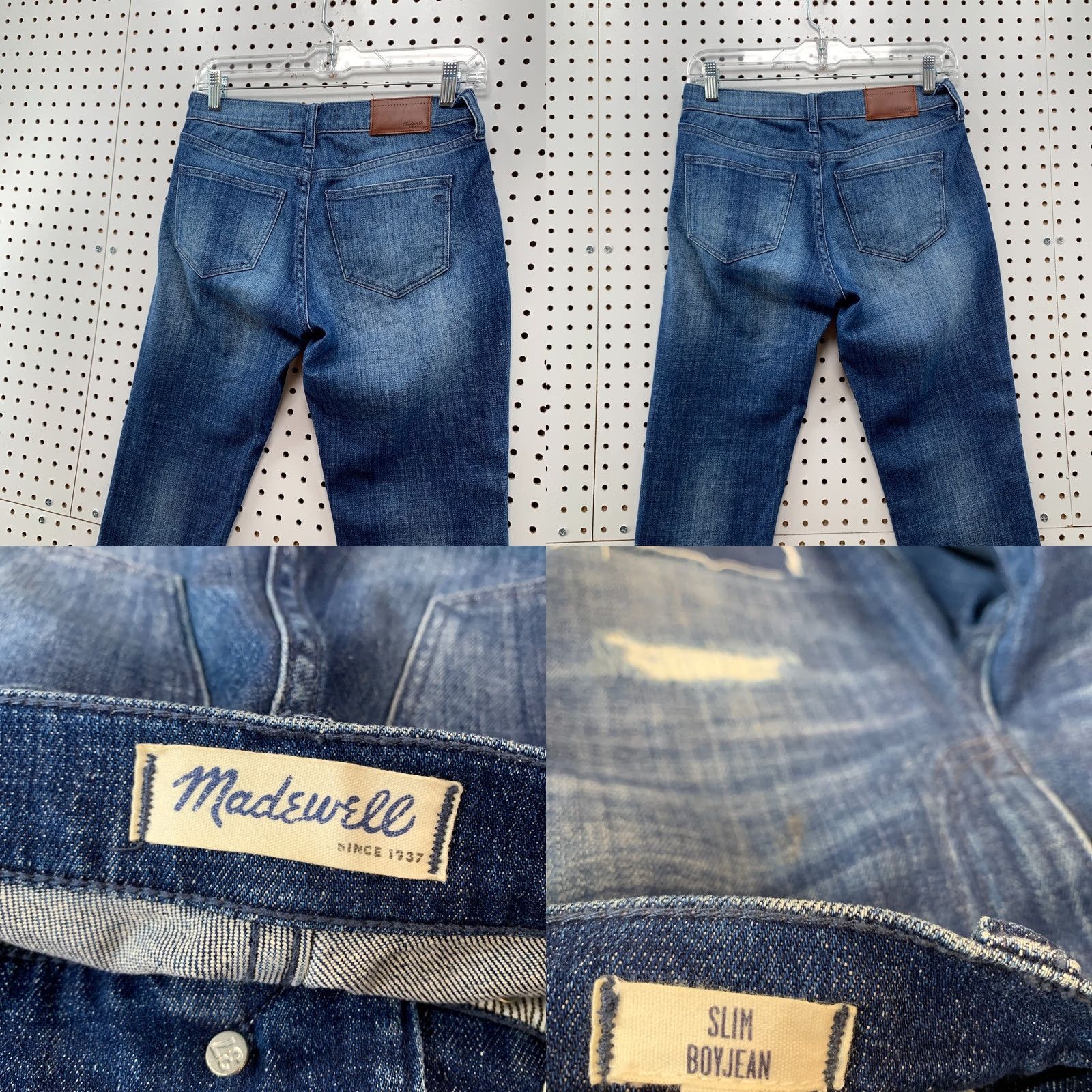 Madewell Madewell Jeans Womens 24 Blue Denim Size fits 28X29 Distressed Slim Boy Size 28" / US 6 / IT 42 - 9 Thumbnail
