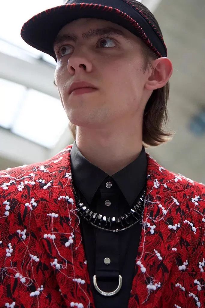 Dior Dior Homme 17SS Black & Red Painted Lily Tie Size ONE SIZE - 8 Thumbnail