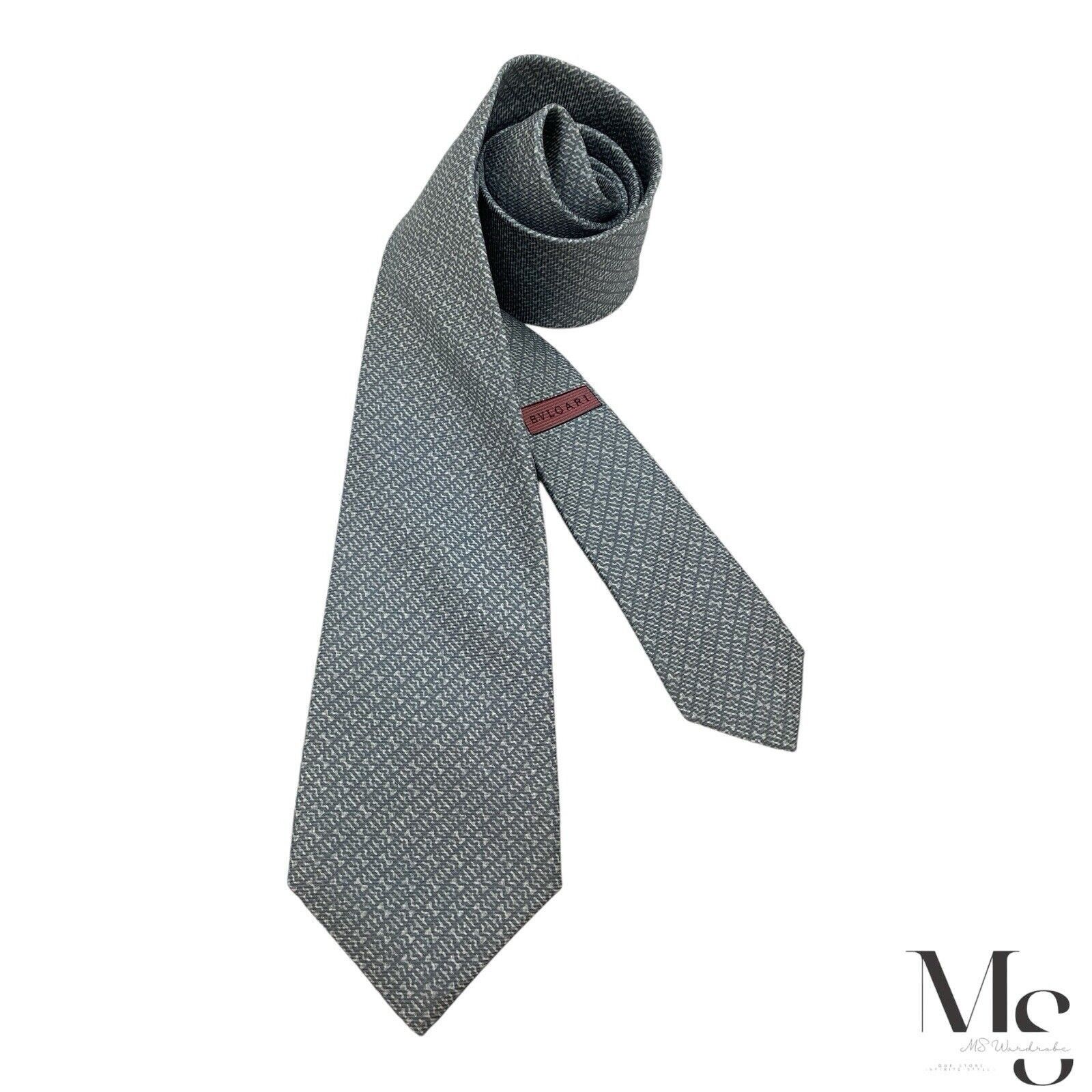 Bvlgari BVLGARI SEVENFOLD Gray Geometric Silk Tie Made In Italy W:3" Size ONE SIZE - 1 Thumbnail