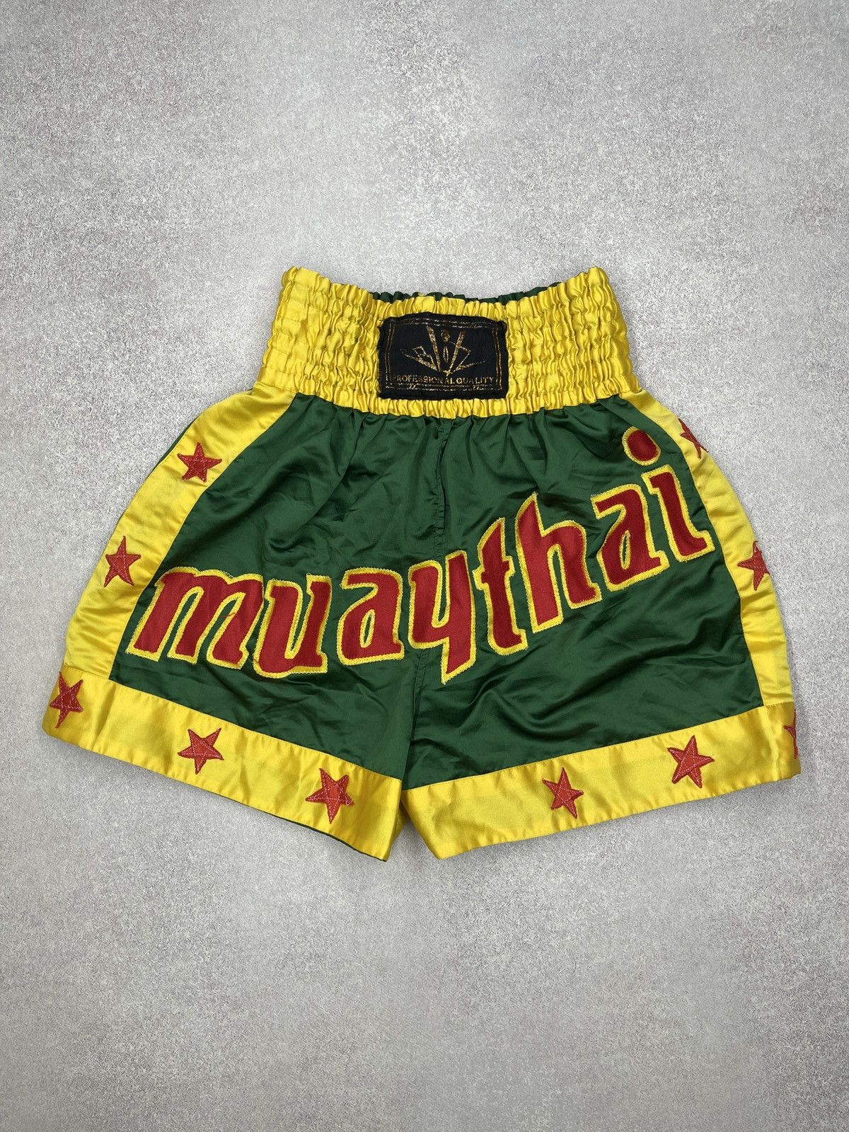 Other Vintage Muay Thai Shorts Green/Yellow MMA Box Fighting Size US 32 / EU 48 - 2 Thumbnail