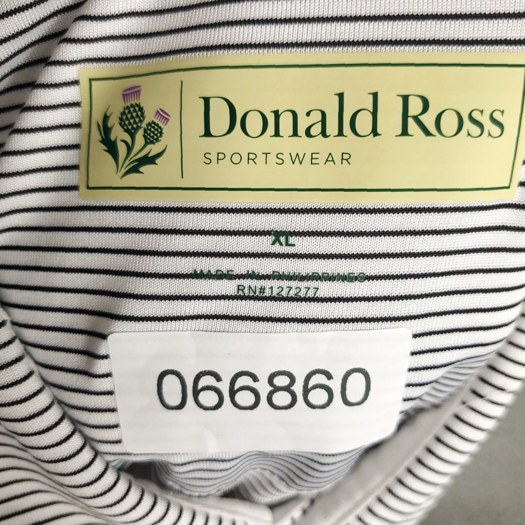 Vintage Donald Ross Polo Shirt Mens XL Gray Black Striped Short Sleeve Polo Shirt Mens Size US XL / EU 56 / 4 - 7 Thumbnail